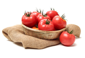 Wall Mural - fresh tomato isolated on white background