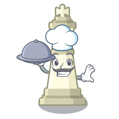 Sticker - Chef with food king chess above wooden cartoon table