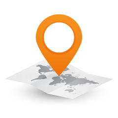 Wall Mural - blank vector world map abstract travel concept with orange pin