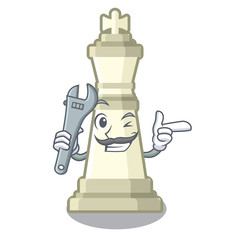 Canvas Print - Mechanic king chess in the cartoon shape