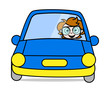 © TheToonCompany - Sitting in a Car - Teenager Cartoon Intelligent Girl Vector Illustration