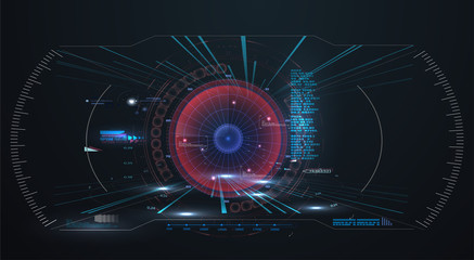 Fototapete - Futuristic HUD interface screen design. Sci-Fi Virtual Reality technology view display. Abstract HUD, UI, GUI future dashboard futuristic screen system virtual design