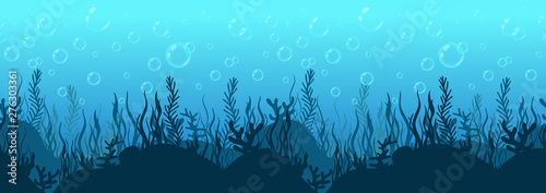 Underwater World Background Sea Bottom Silhouette With
