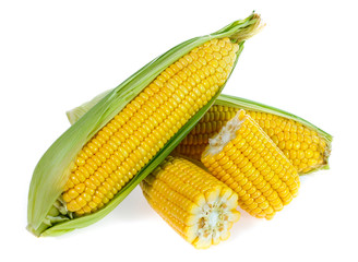 Wall Mural - Corn on white background