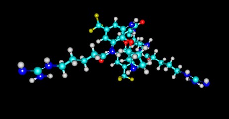 Poster - Brilacidin antibiotic molecular structure isolated on black