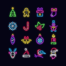 Christmas Neon Vector Icons