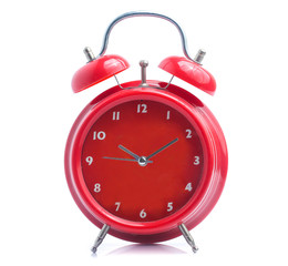 red alarm clock isolated on  white background