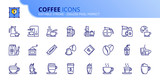 Fototapeta Do przedpokoju - Simple set of outline icons about coffee