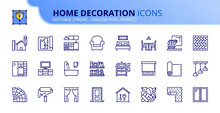 Simple Set Of Outline Icons About Home Decoration