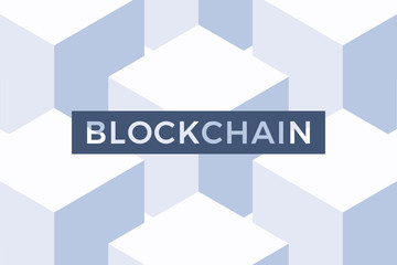 Aufkleber - Blockchain network and cryptocurrency technology vector concept with abstract cubes on the background. For slider, banner, presentation, design with isometric blocks chain illustration