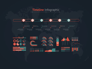 Aufkleber - Timeline vector infographic. World map
