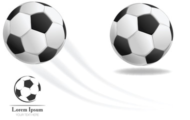 Realistic vector soccer ball and  logo for football club, badge template