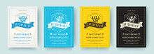 Oktoberfest Flyers Or Posters Retro Typography Vector Templates Design Invitations Beer Fesival Celebration.