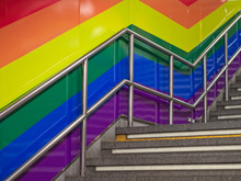 Wall Of The Stairway Painted In LGBT Rainbow Color