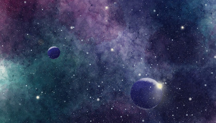 Wall Mural - blue watercolor space background. illustration painting