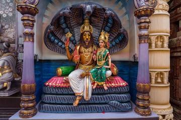 Colourful statues of Hindu religious deities in sri krishnan temple in Singapore	