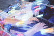© peshkova - Double exposure of technology hologram with man working on computer background. Concept of big data.