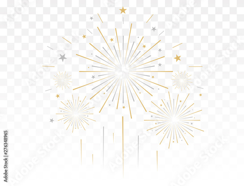 Fotografía Gold fireworks vector illustration
