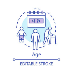 Wall Mural - Age concept icon. Problem skin, aging beauty treatment and lifting idea thin line illustration. Process of aging vector isolated outline drawing. The life cycle, generation of people editable stroke