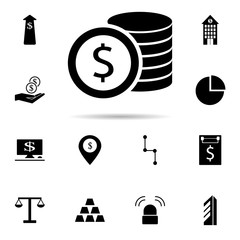 Poster - dollar coins icon. Universal set of banking for website design and development, app development