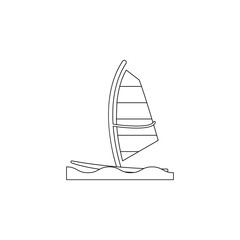 Poster - surfing with a sail flat icon. Element of summer for mobile concept and web apps icon. Outline, thin line icon for website design and development, app development