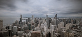 Fototapeta Nowy Jork - Aerial view over Chicago on a cloudy day - travel photography