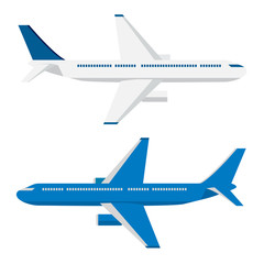 Wall Mural - Two passenger airplanes with white and blue colors