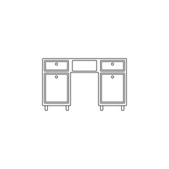 Aufkleber - Desk flat icon. Element of furniture for mobile concept and web apps icon. Outline, thin line icon for website design and development, app development