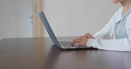 Wall Mural - Woman work on laptop computer at home