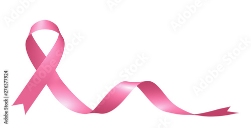Fotografía Realistic pink ribbon isolated on white background.