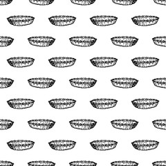 Wall Mural - Seamless pattern Handdrawn doodle basket icon. Hand drawn black basket sketch. Sign symbol. Decoration element. White background. Isolated. Flat design. Vector illustration