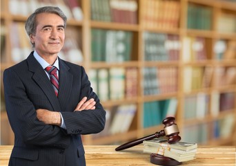 Sticker - Portrait of happy businessman on background