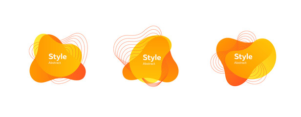 Fototapete - Set of abstract modern yellow and orange graphic elements. Dynamical colored forms and line. Gradient abstract banners with flowing liquid shapes. Template for logo, flyer, presentation design. Vector