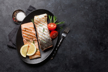 Grilled salmon fish fillet