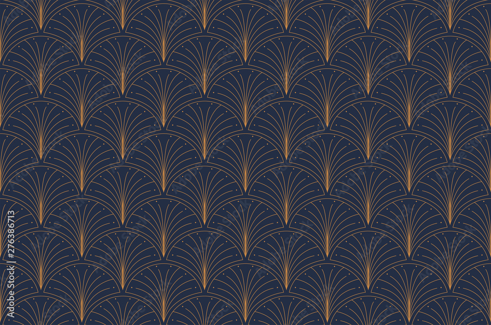 Elegant art nouveau seamless pattern. Abstract minimalist background. Geometric art deco texture. - obrazy, fototapety, plakaty 