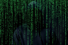 Asian Hacker In Black Hood On Black Background,Hack Password,hacking Safety Systems To Steal Information