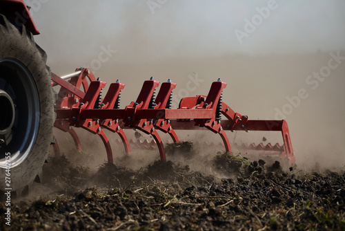 Fotomural Agricultural plow close-up on the ground, agricultural machinery.