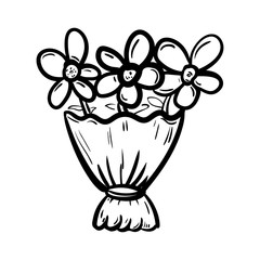 Poster - Handdrawn bouquet sale procent doodle icon. Hand drawn black sketch. Sign symbol. Decoration element. White background. Isolated. Flat design. Vector illustration