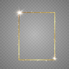 Abstract magical glowing golden banner.Magic circle. Merry Christmas. Round gold shiny frame with light bursts. Gold dust on celebratory banner.