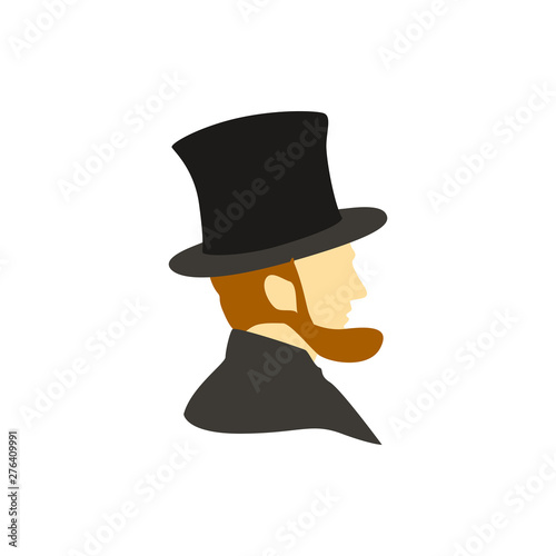 Abraham Lincoln flat vector icon Poster Mural XXL