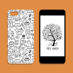 Sticker - Mobile phone cover design, pet shop identity