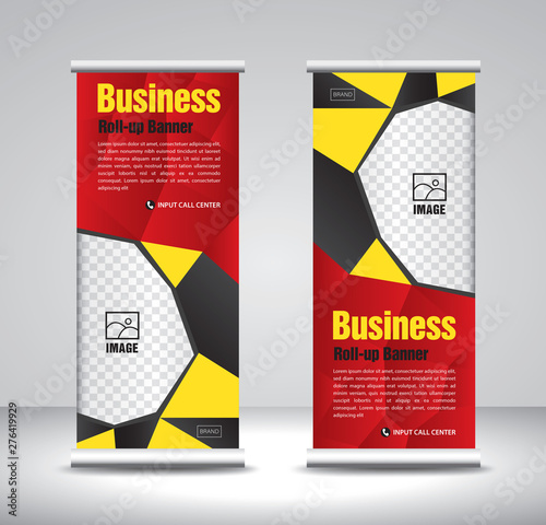 Red Roll Up Banner Template Vector Banner Stand Exhibition