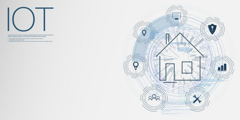 Poster - Internet of things (IOT), devices and connectivity concepts on a network, cloud at center. digital circuit board above the planet Earth.