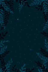 Wall Mural - night sky background. tops trees with star.