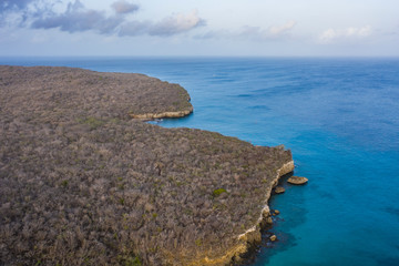 Aerial view over beach of Sta. Cruz on the western side of  Curaçao/Caribbean /Dutch Antilles