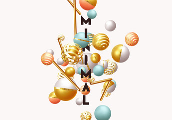 Poster - Background with 3d realistic spheres