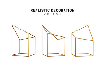 Poster - Golden geometric 3d object isolated on white background.