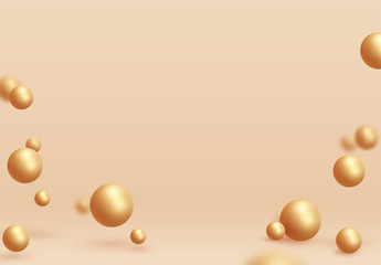 Poster - golden spheres of balls on beige background