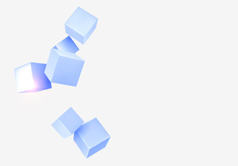 Poster - abstract background blue 3d cubes blur effect