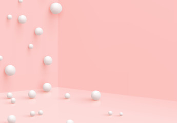 Poster - pink background with white spheres